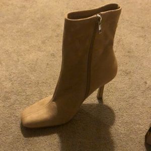 Tan suede heel boots